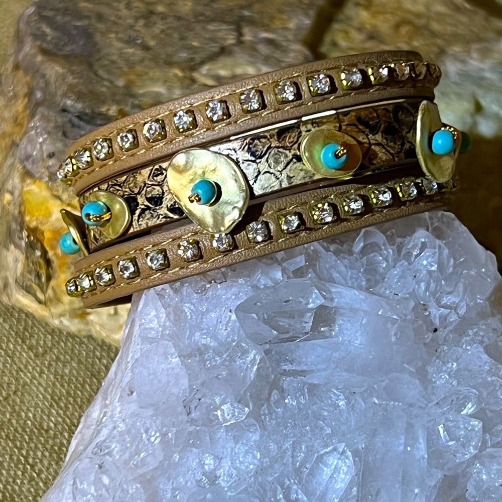 Vegan leather and turquoise bracelet!